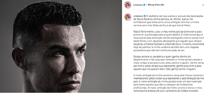 C.Ronaldo lập cột mốc buồn trong cuộc bình chọn “Quả bóng Vàng” 2021