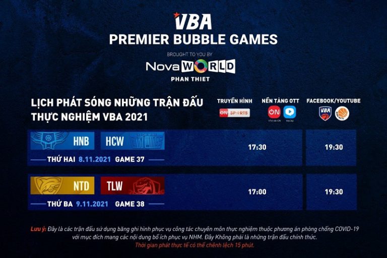 Thông báo về lịch phát sóng tuần 6 VBA Premier Bubble Games