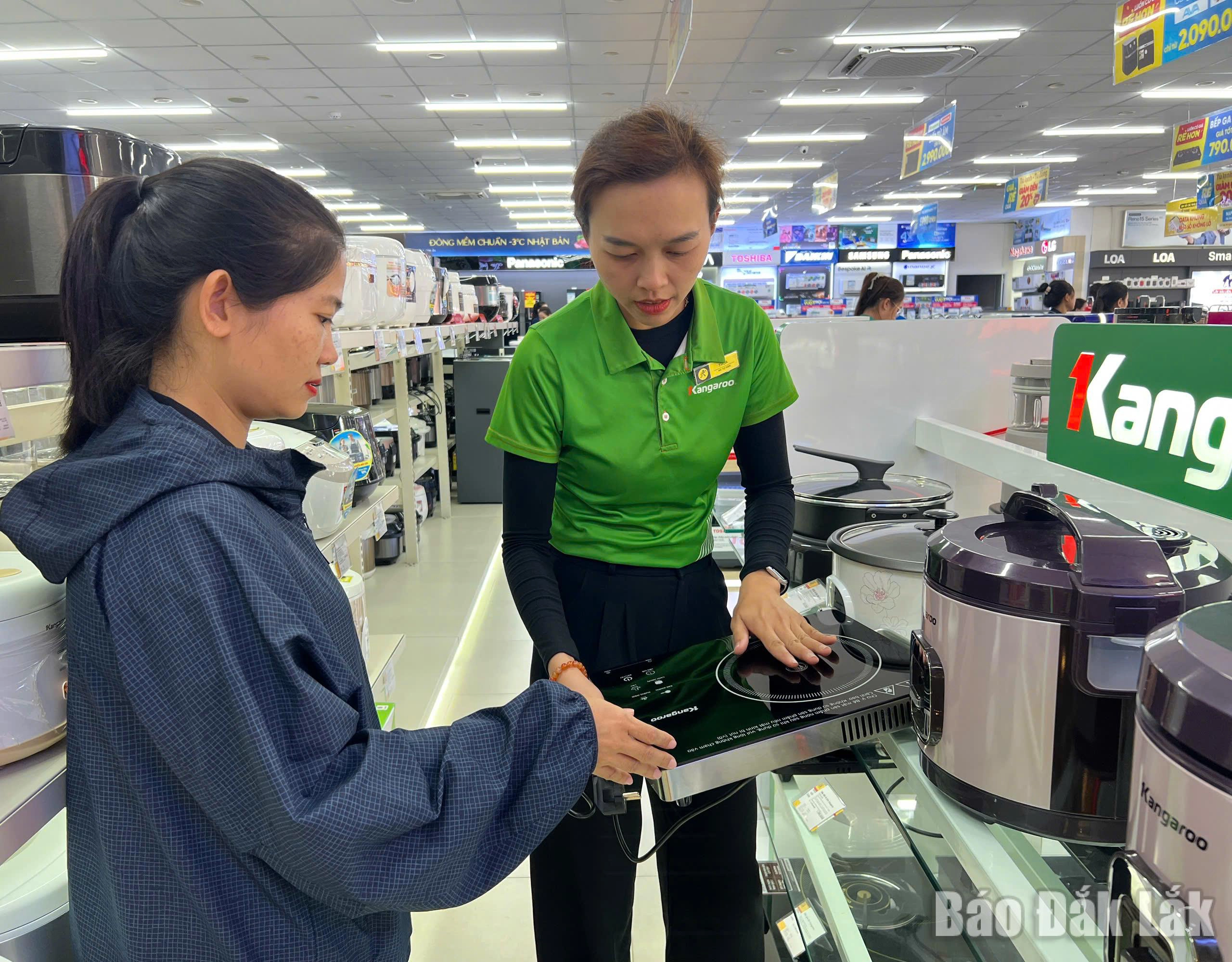 Người tiêu dùng chọn mua bếp điện tại Cửa hàng Điện máy Xanh (phường Tuy Hòa) trong thời điểm giá nhiên liệu biến động.