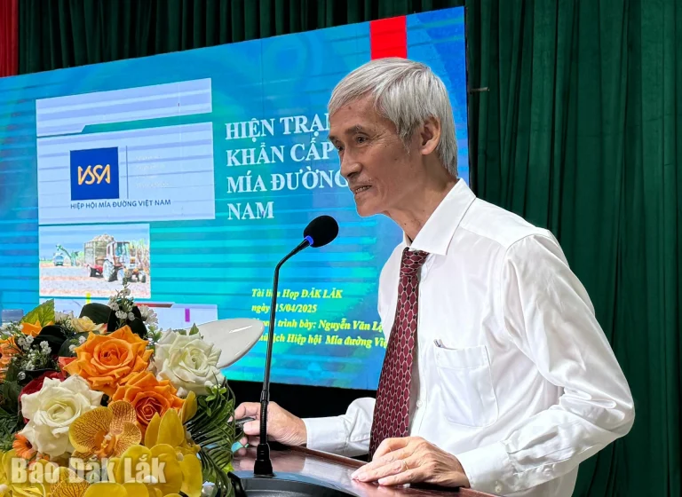 Ông Nguyễn Văn Lộc, Chủ tịch Hiệp hội Mía đường Việt Nam phát biểu tại hội nghị.