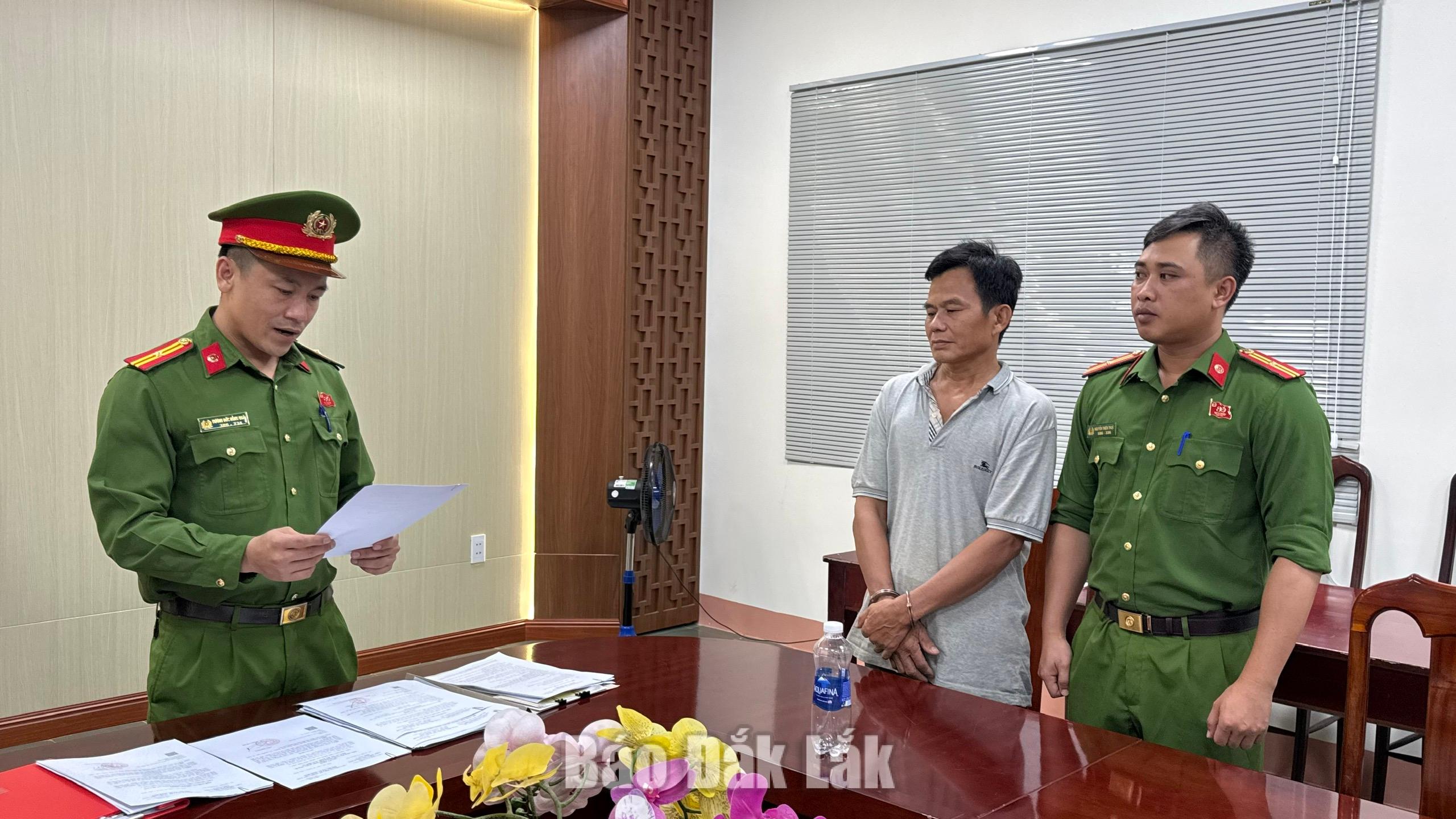 Hoàng Văn Thanh tại cơ quan Công an.