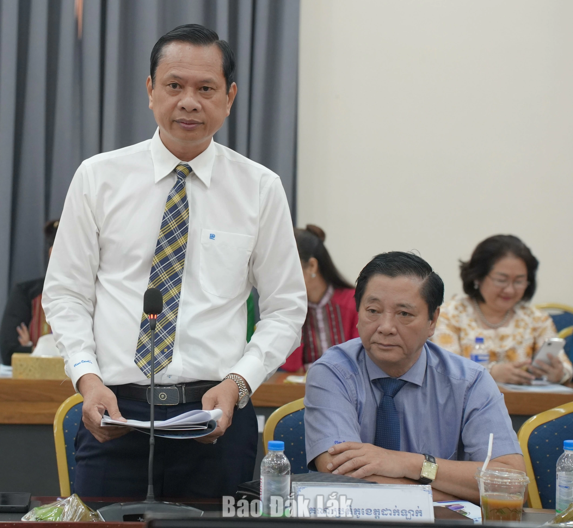 Đắk Lắk tổ chức Diễn đàn thúc đẩy hợp tác kinh tế, thương mại với tỉnh Mondulkiri 4 Ông Phạm Công Thanh, Chủ tịch Hiệp hội Doanh nghiệp tỉnh Đắk Lắk phát biểu tại diễn đàn.