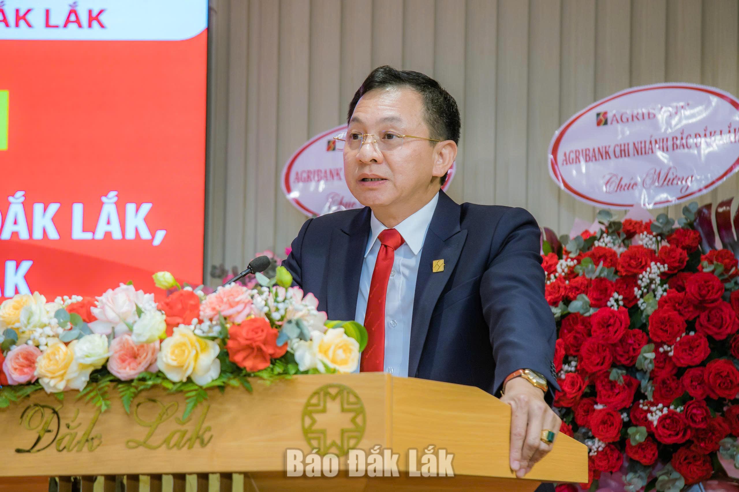 Ông Lê Văn Thịnh, Giám đốc Agribank Chi nhánh Đắk Lắk, phát biểu khai mạc chương trình.