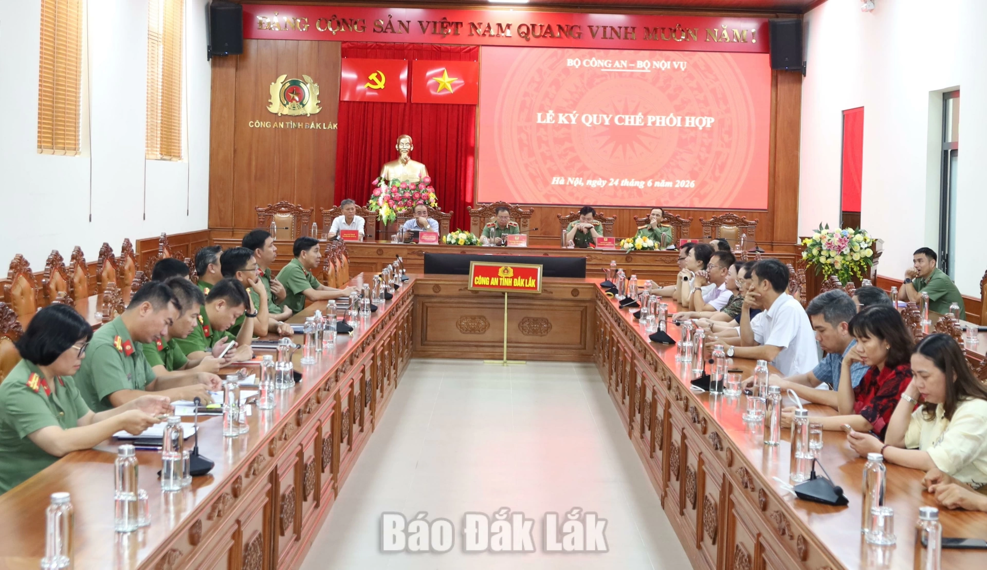 Quang cảnh hội nghị tại điểm cầu tỉnh Đắk Lắk.