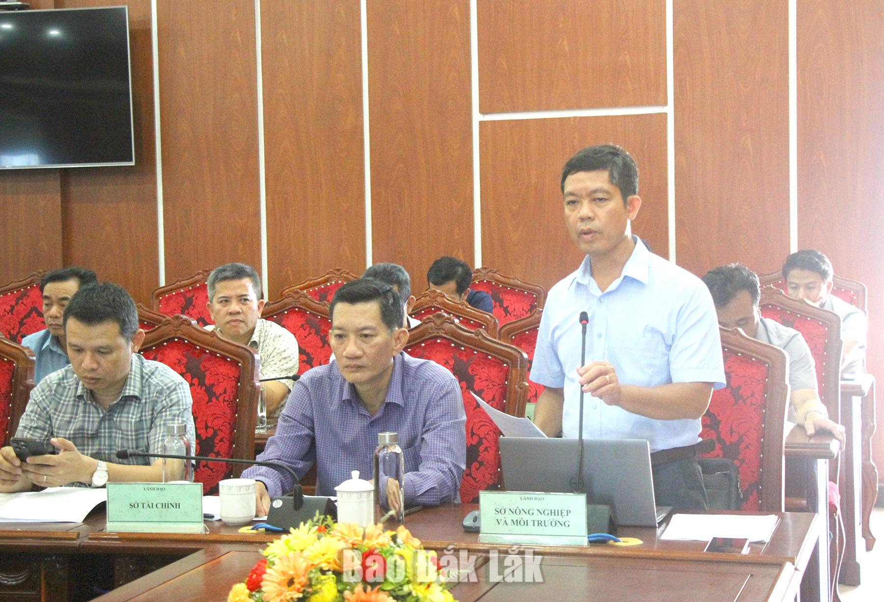 Phó Chủ tịch UBND tỉnh Đào Mỹ yêu cầu tăng tốc giải ngân vốn đầu tư công 3 Phó Giám đốc Sở Nông nghiệp và Môi trường Phạm Ngọc Hùng phát biểu tại buổi làm việc.