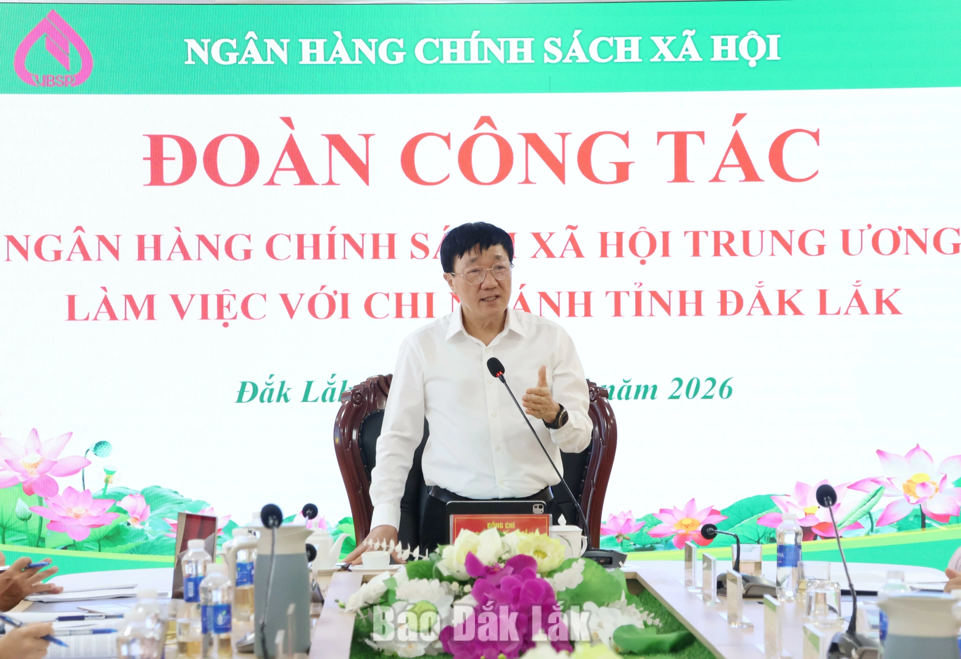Tín dụng chính sách tại Đắk Lắk tăng trưởng tích cực, an toàn 3 Tổng Giám đốc NHCSXH Dương Quyết Thắng phát biểu tại buổi làm việc.