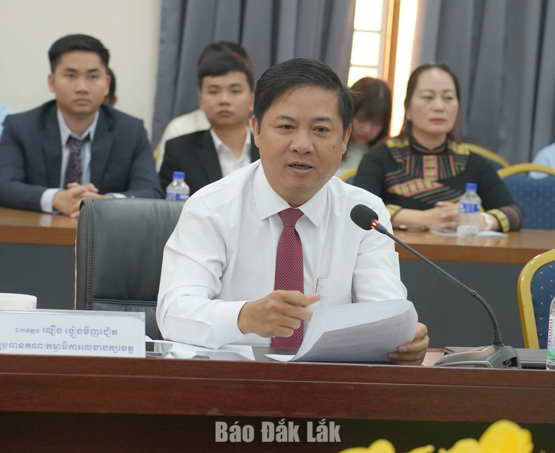 Đắk Lắk tổ chức Diễn đàn thúc đẩy hợp tác kinh tế, thương mại với tỉnh Mondulkiri 7 Đồng chí Lương Nguyễn Minh Triết, Ủy viên Trung ương Đảng, Bí thư Tỉnh ủy, Trưởng đoàn ĐBQH tỉnh phát biểu tại diễn đàn.