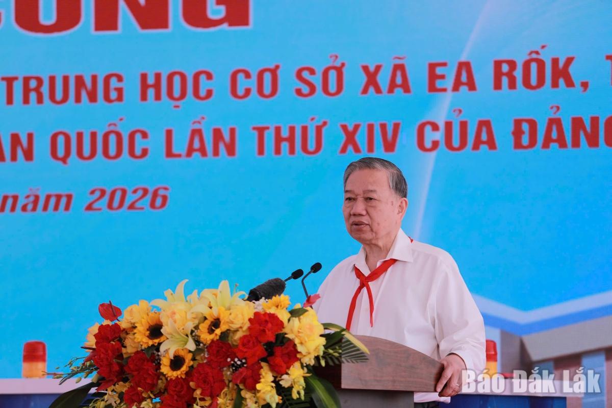 Tổng Bí thư Tô Lâm phát biểu chỉ đạo tại buổi lễ khởi công trường