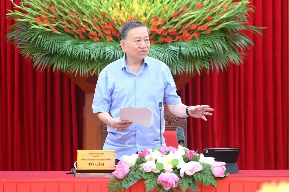 Tổng Bí thư, Chủ tịch nước Tô Lâm phát biểu tại cuộc làm việc. Ảnh: Nhân Dân