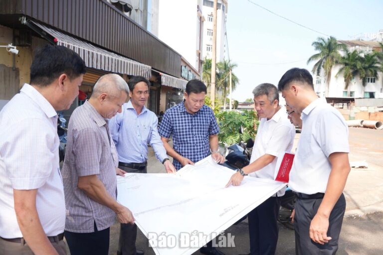 Lãnh đạo phường Buôn Ma Thuột kiểm tra tiến độ giải phóng mặt bằng dự án đường Tôn Đức Thắng