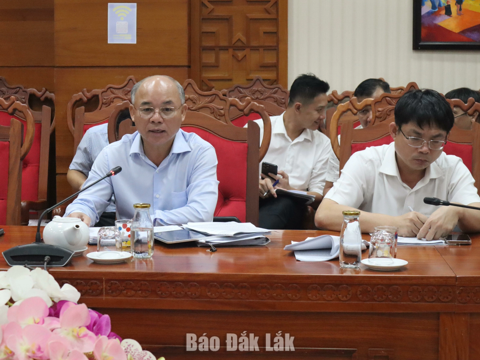 Phó Chủ tịch UBND tỉnh Trương Công Thái phát biểu tại buổi làm việc.