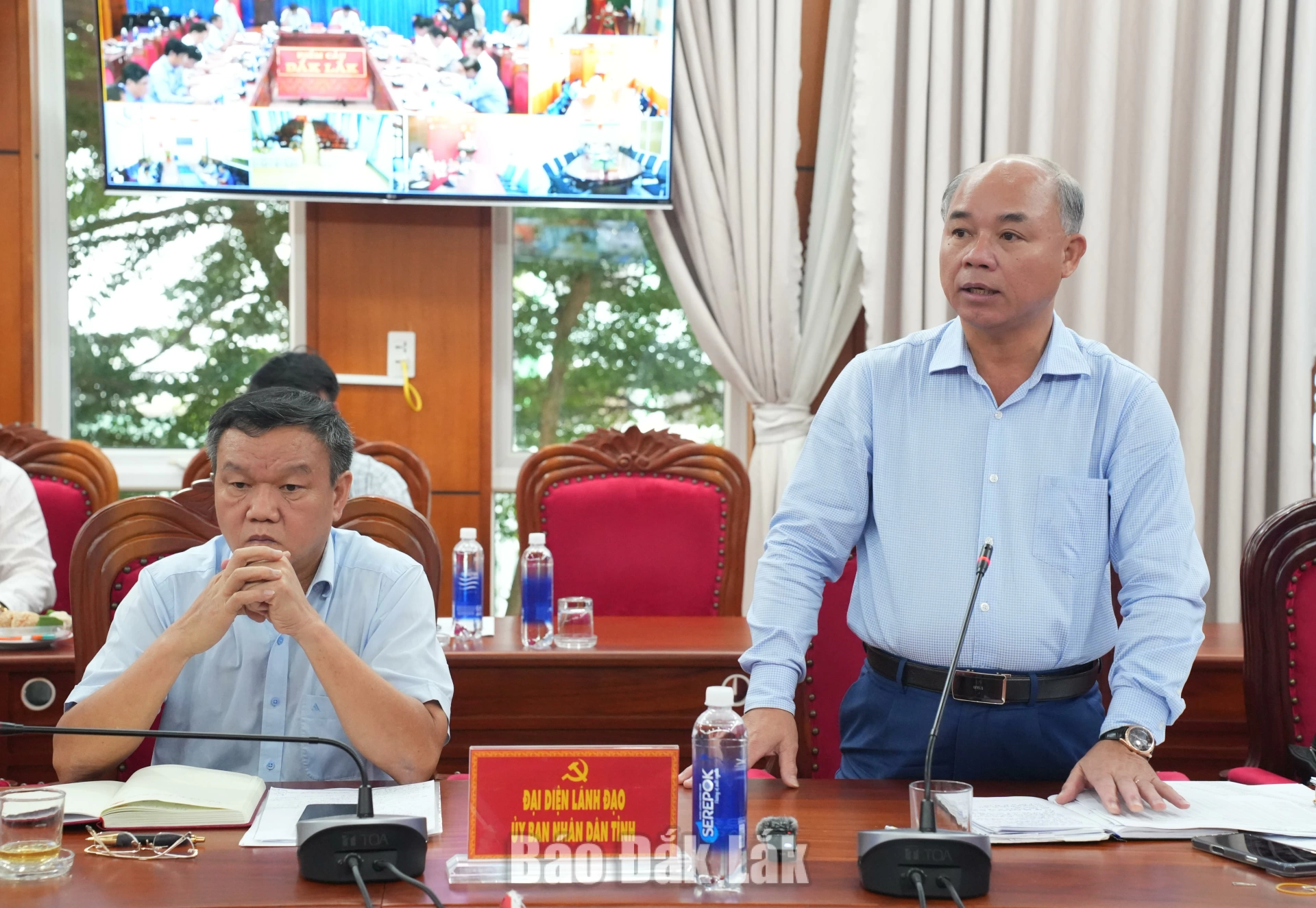 Phó Chủ tịch UBND tỉnh Trương Công Thái phát biểu tại cuộc họp.