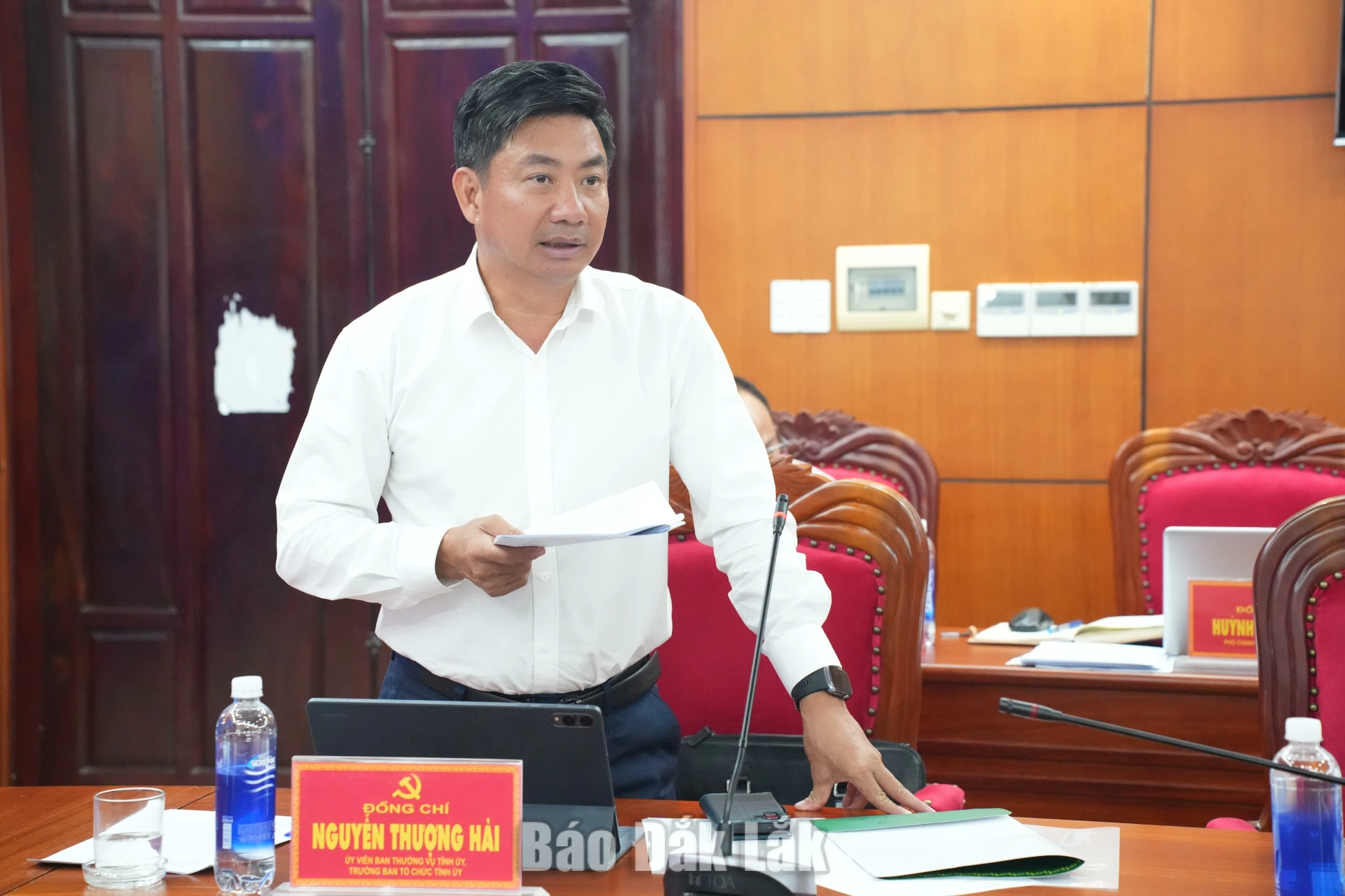 Đẩy nhanh chuyển đổi số, phát huy vai trò động lực của khoa học, công nghệ 3 Đồng chí Nguyễn Thượng Hải, Ủy viên Ban Thường vụ Tỉnh ủy, Trưởng Ban Tổ chức Tỉnh ủy phát biểu tại buổi làm việc.
