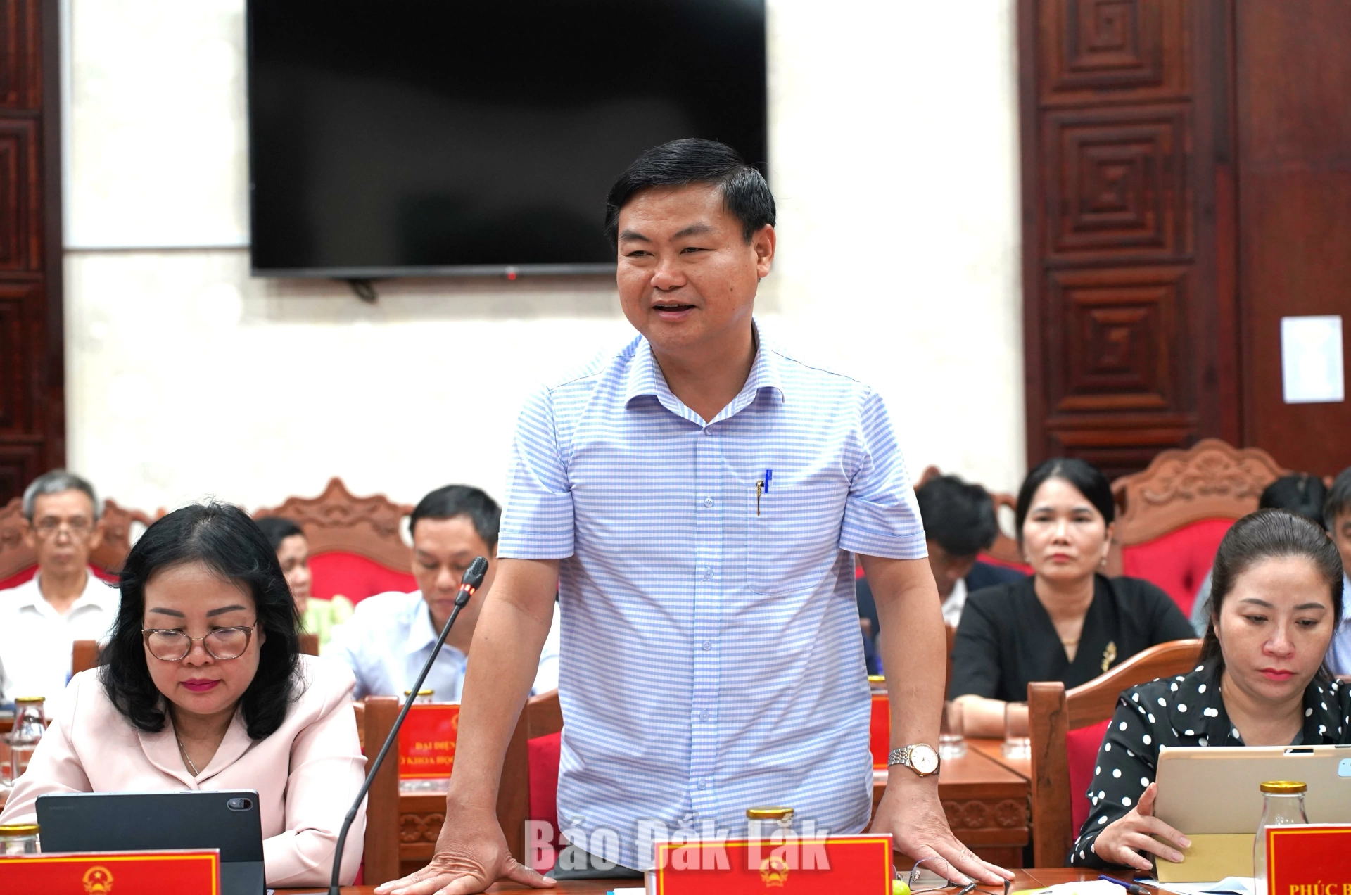 Đồng chí Đỗ Thái Phong, Tỉnh ủy viên, Phó Chủ tịch HĐND tỉnh phát biểu tại buổi làm việc.