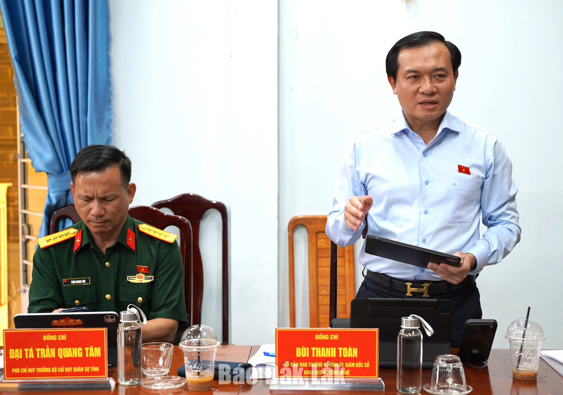 Đoàn ĐBQH tỉnh khảo sát việc thực hiện Luật Đất đai tại xã Cuôr Đăng 2 Đại biểu Quốc hội Bùi Thanh Toàn (Ủy viên Ban Thường vụ Tỉnh ủy, Giám đốc Sở Khoa học và Công nghệ) phát biểu tại buổi làm việc.