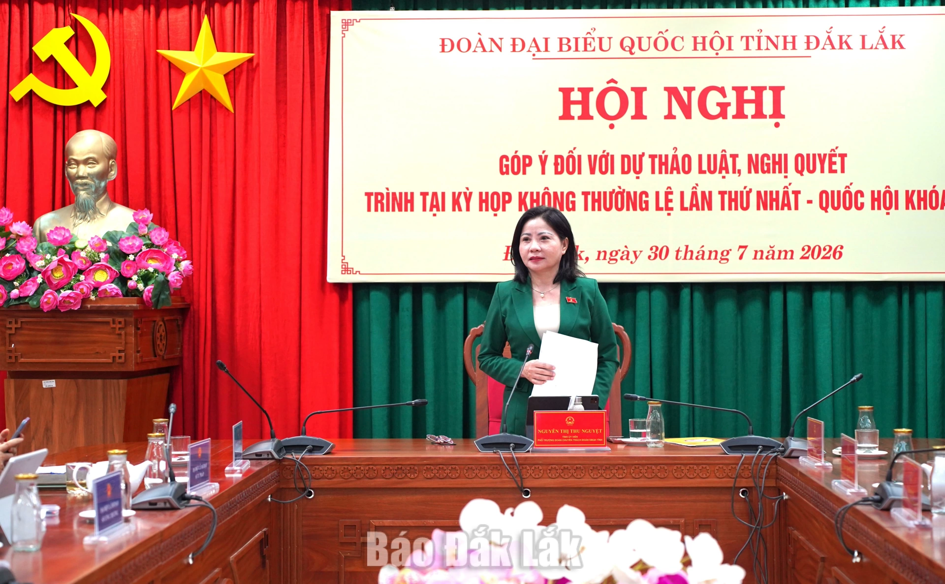 Đoàn ĐBQH tỉnh lấy ý kiến góp ý đối với 4 dự thảo Luật 3 Đồng chí Nguyễn Thị Thu Nguyệt, Phó Trưởng đoàn chuyên trách Đoàn ĐBQH tỉnh phát biểu kết luận.