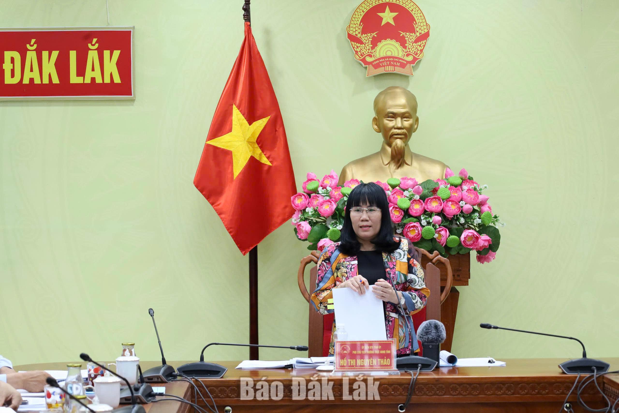 Rà soát, đánh giá toàn diện việc triển khai các đề tài khoa học, công nghệ và đổi mới sáng tạo 2 Đồng chí Hồ Thị Nguyên Thảo - Ủy viên Ban Thường vụ Tỉnh ủy, Phó Chủ tịch Thường trực UBND tỉnh phát biểu tại cuộc họp.