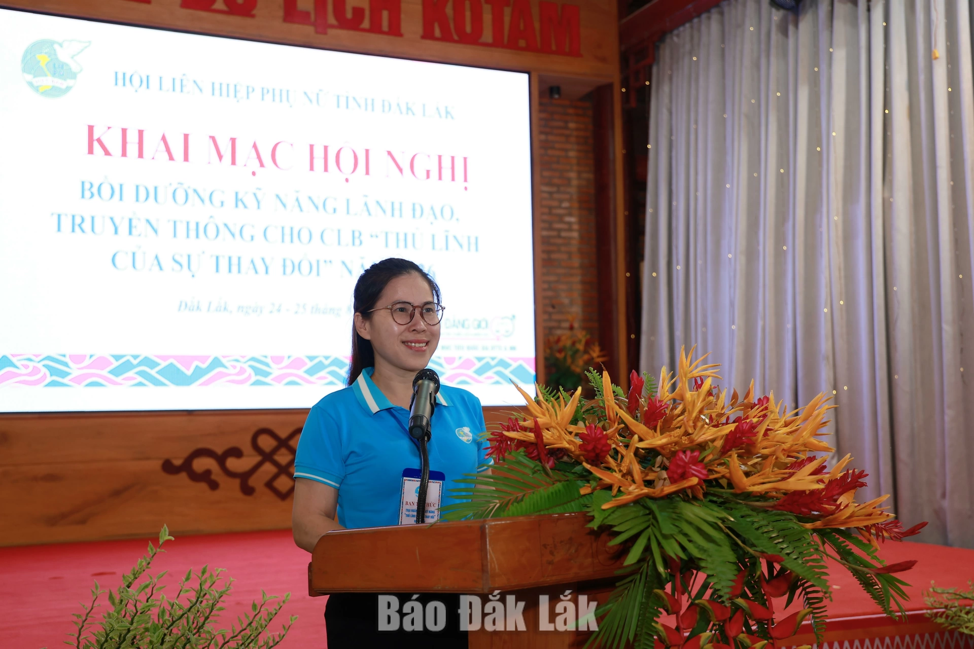 Khai mạc Hội trại kỹ năng “Thủ lĩnh của sự thay đổi” năm 2026 3 Phó Chủ tịch Hội LHPN tỉnh Võ Thị Ngọc phát biểu khai mạc.
