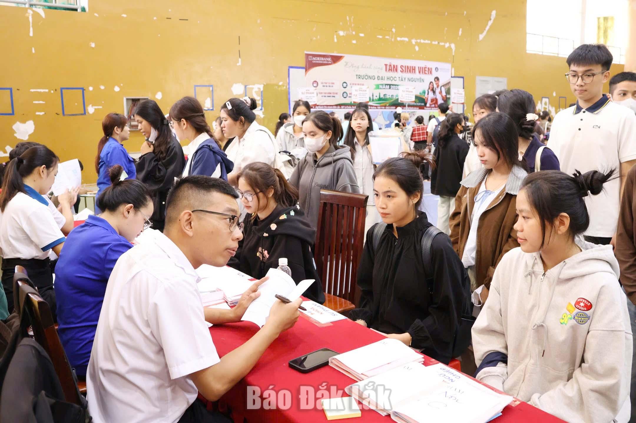 Hơn 2.800 tân sinh viên làm thủ tục nhập học 1 Các tân sinh viên làm thủ tục nhập học tại trường.