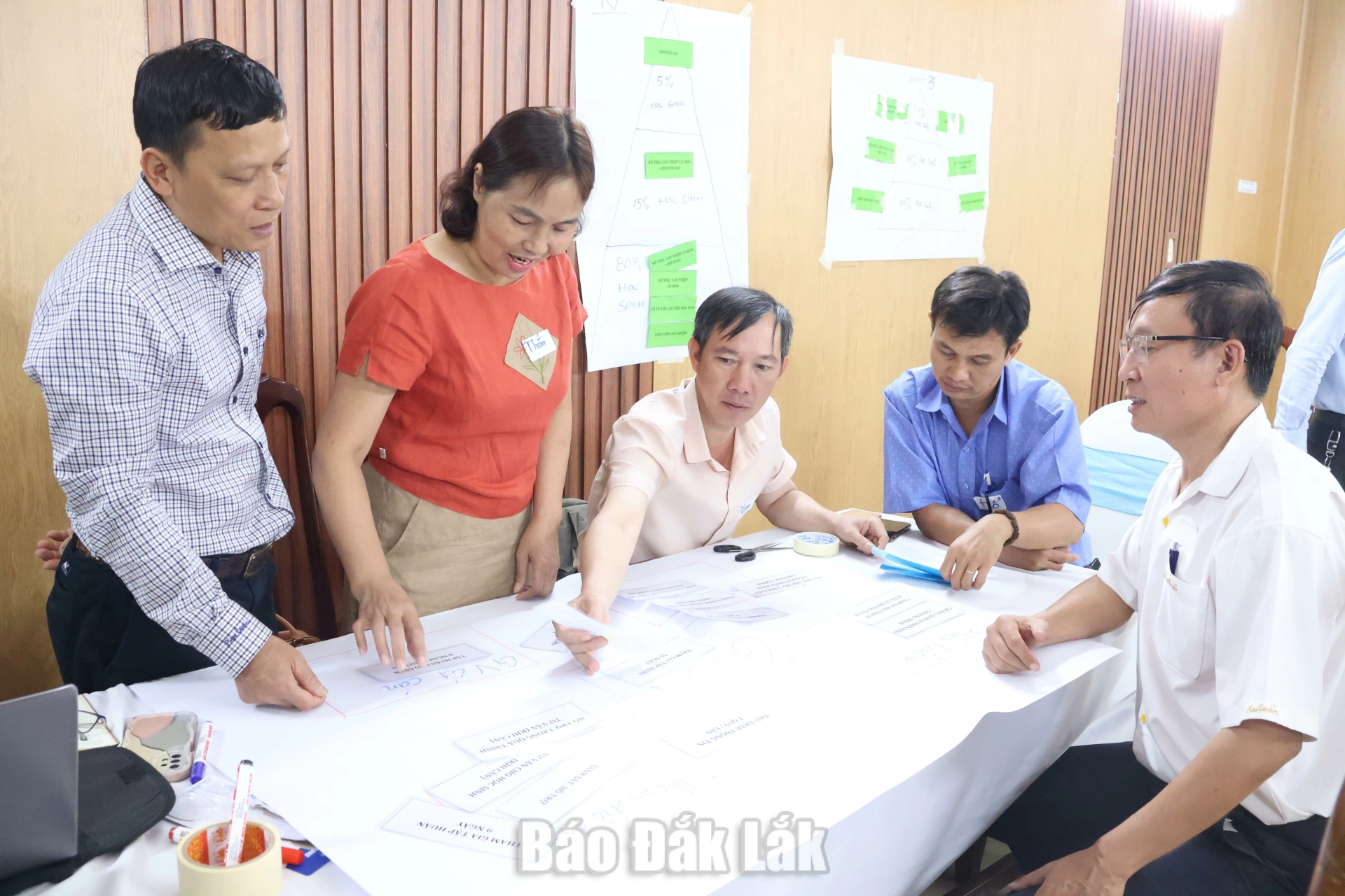 Nâng cao năng lực quản trị trường học về tư vấn tâm lý học đường 3 Các học viên tham gia hoạt động nhóm tại lớp tập huấn.