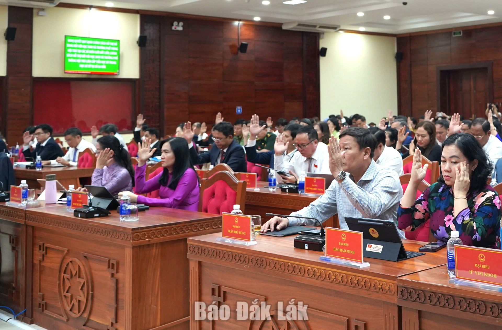 Đại biểu biểu quyết thông qua nghị quyết.