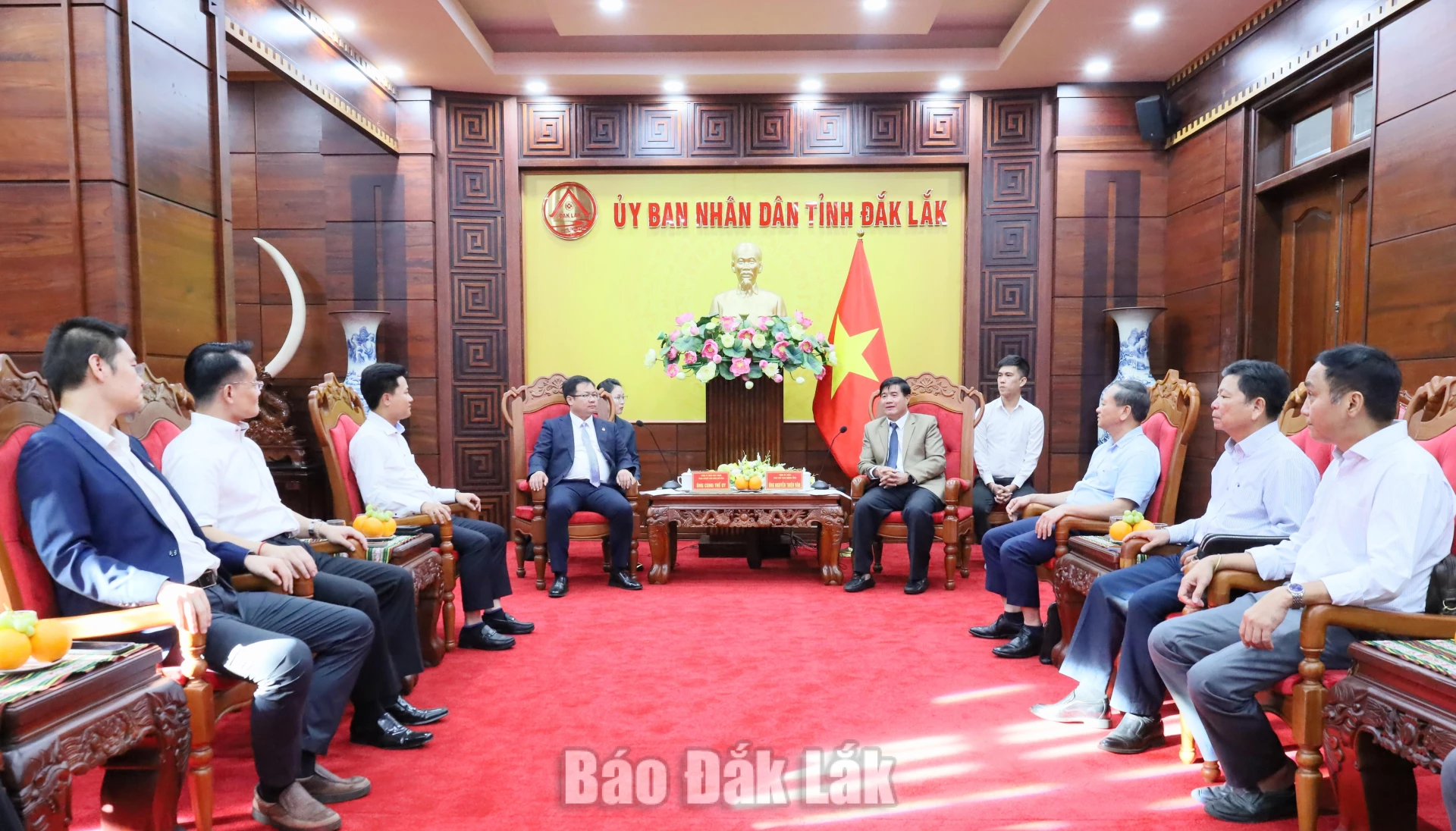 UBND tỉnh Đắk Lắk làm việc với doanh nghiệp Trung Quốc về xúc tiến đầu tư chuỗi cung ứng nông sản 2 Quang cảnh buổi tiếp và làm việc.
