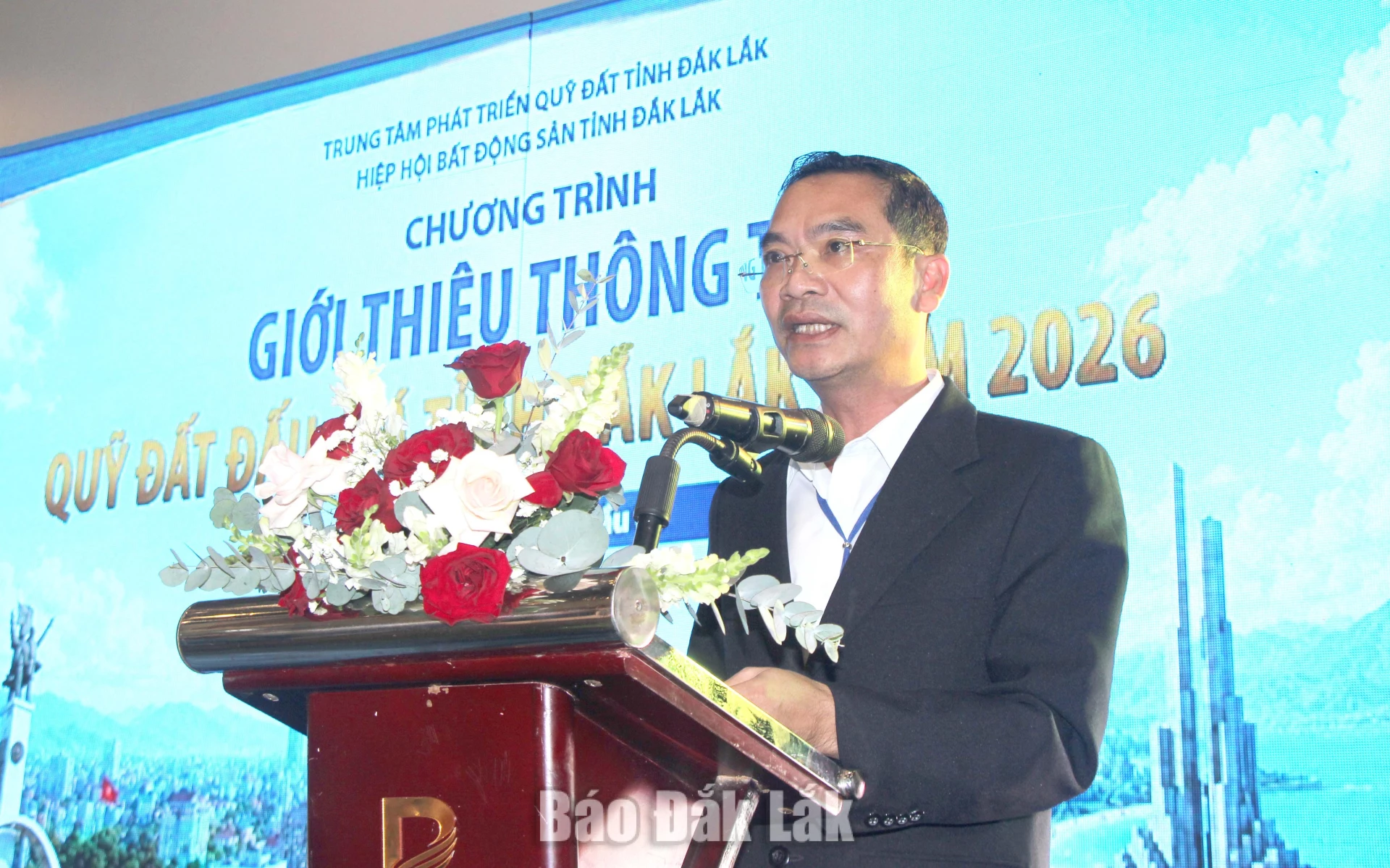 Giám đốc Trung tâm Phát triển quỹ đất tỉnhvVũ Thanh Hưng phát biểu tại chương trình.