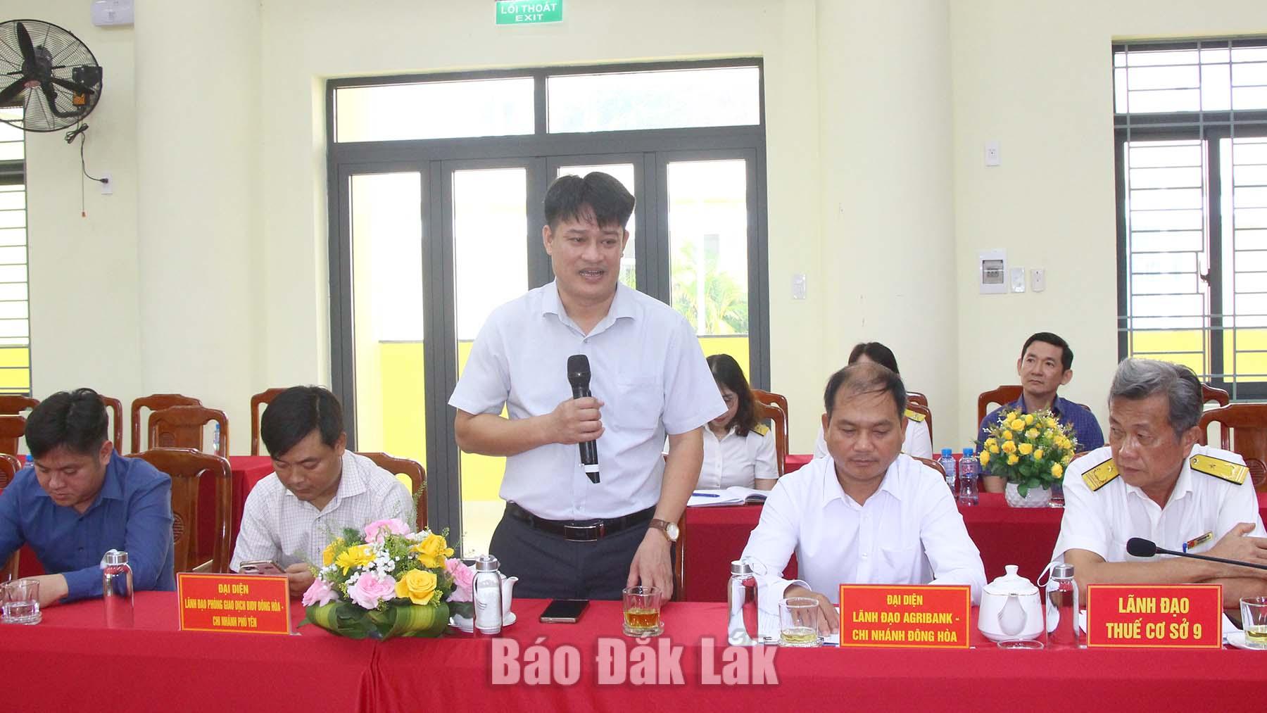 Hòa Xuân gặp mặt, đối thoại cùng doanh nghiệp 3 Đại diện một nhà đầu tư đang triển khai dự án trên địa bàn xã Hòa Xuân phát biểu tại hội nghị.