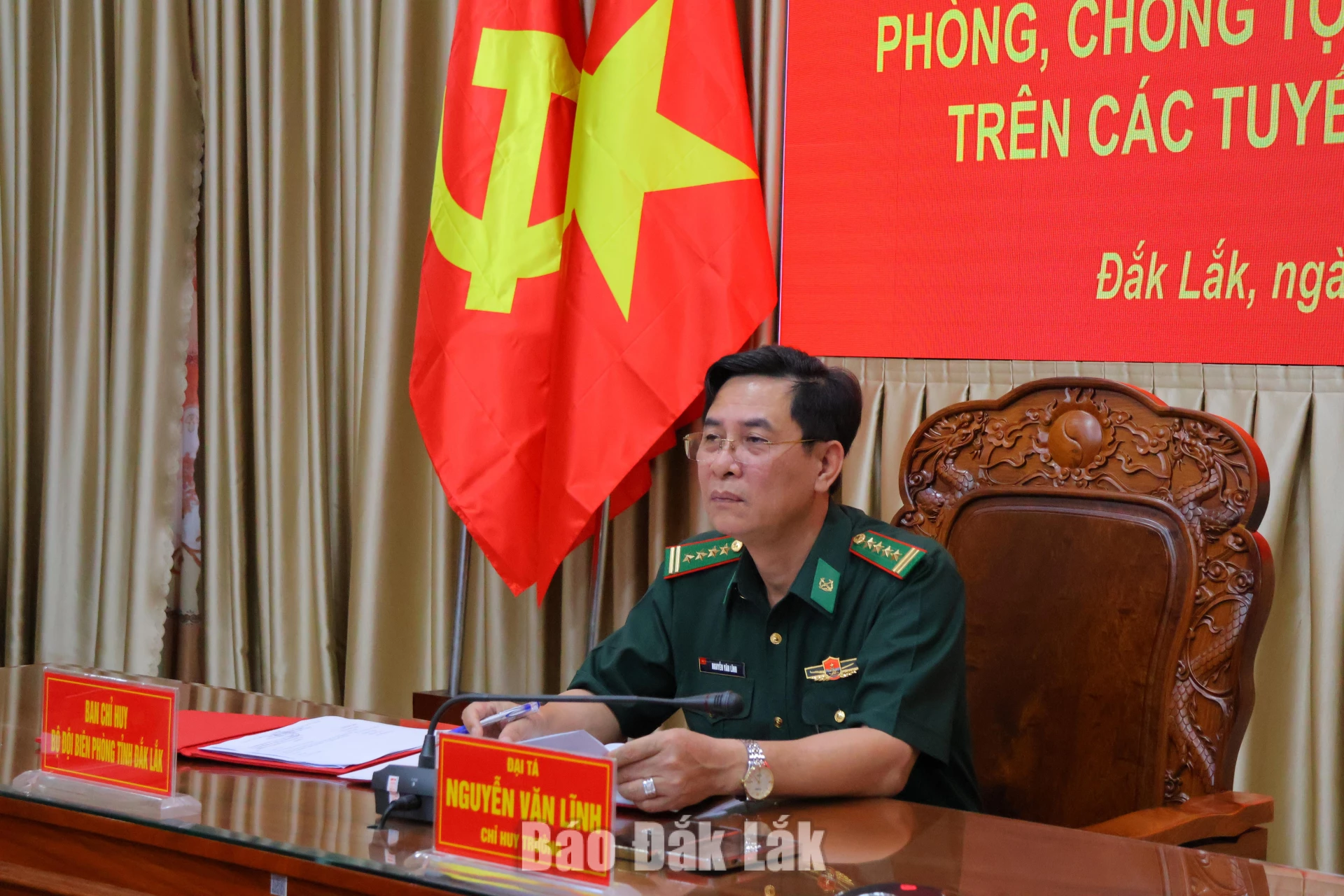 Đại tá Nguyễn Văn Lĩnh, Chỉ huy trưởng Ban Chỉ huy Bộ đội Biên phòng tỉnh chủ trì tại điểm cầu Đắk Lắk.