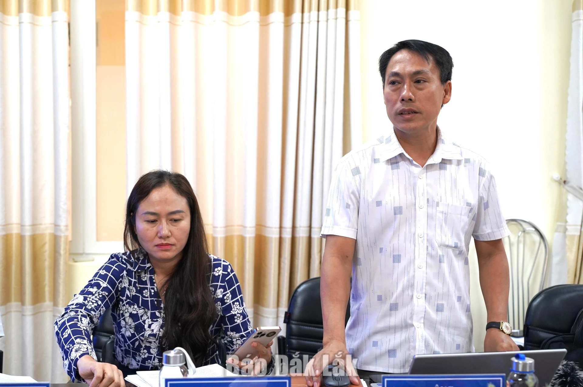 Phó Trưởng Ban Văn hóa - Xã hội HĐND tỉnh Nguyễn Ngọc Hoàng phát biểu tại buổi làm việc.