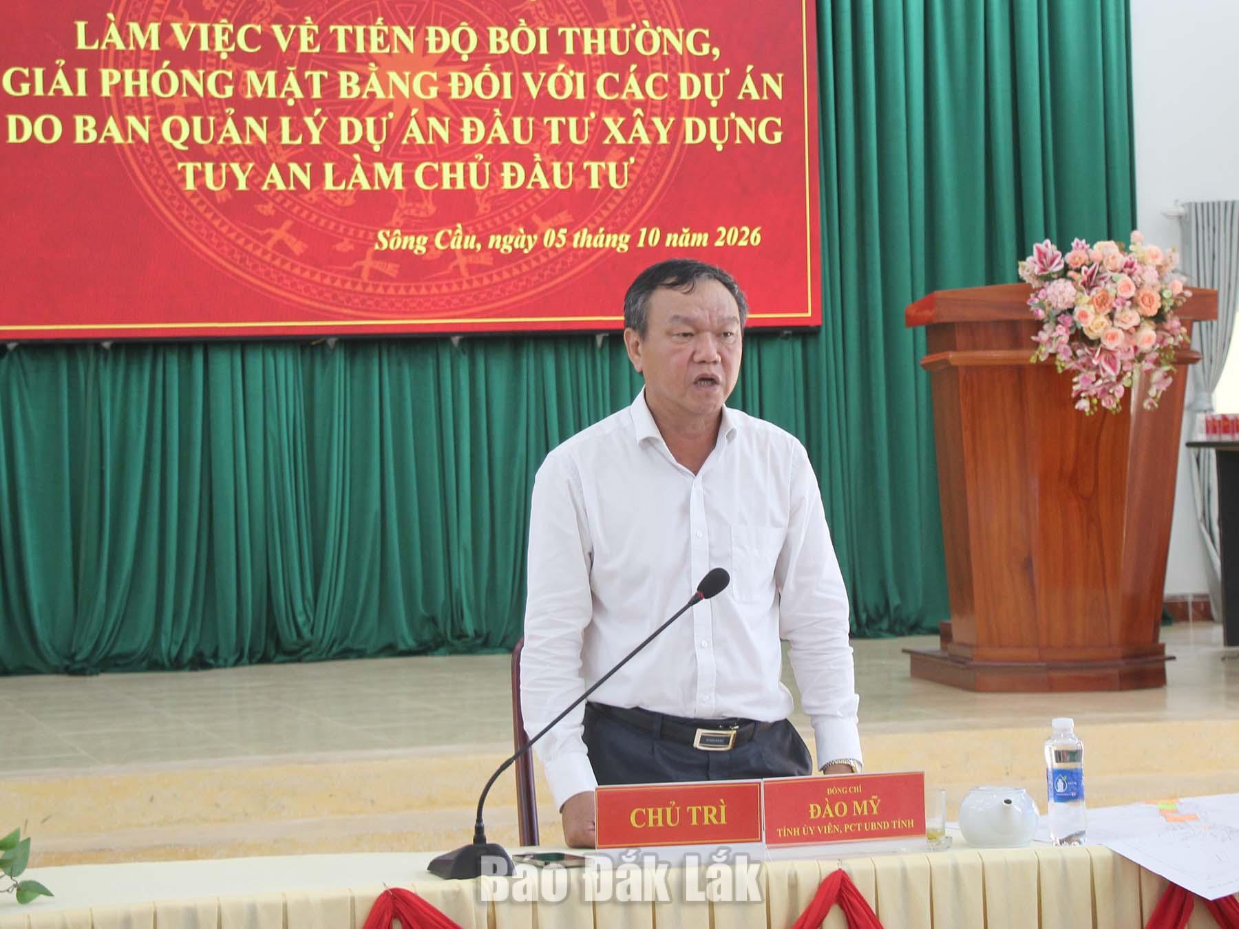 Gỡ vướng giải phóng mặt bằng, đẩy nhanh tiến độ các dự án 4 Phó Chủ tịch UBND tỉnh Đào Mỹ phát biểu kết luận tại cuộc họp.