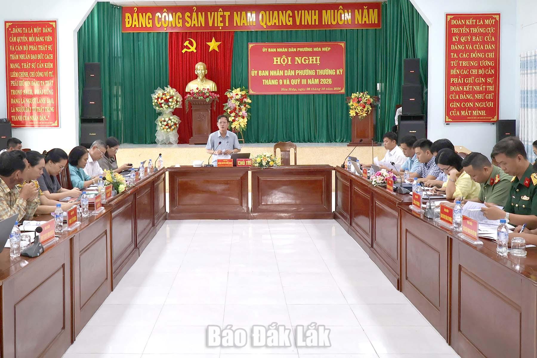 Phường Hòa Hiệp tập trung hoàn thành các chỉ tiêu năm 2026 1 Các đại biểu tham dự hội nghị thường kỳ tháng 9 của UBND phường Hòa Hiệp.